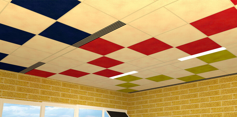 Future Of Acoustical Walls And Ceilings, Coloured Ceiling Tiles